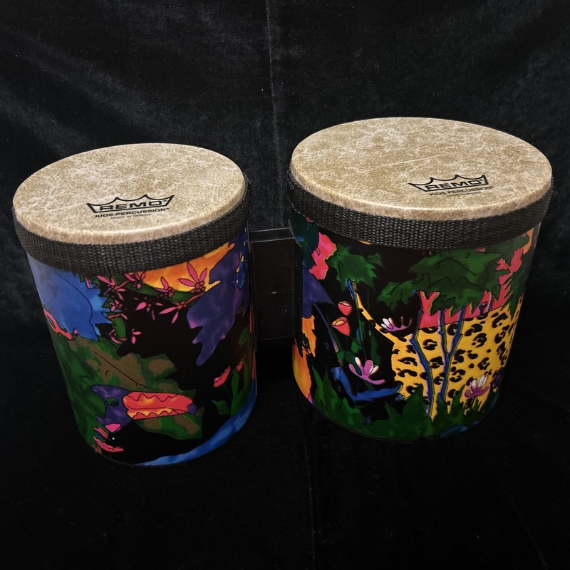 Remo Kids Percussion Bongo Drum Rainforest Animals 5 & 6" GREAT SOUND!!