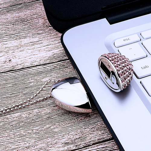 128GB Crystal Loving Heart Jewelry USB Flash Drive Memory Stick with Necklace,Pi - 第 6/12 張圖片