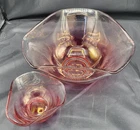 Vintage Anchor Hocking Pink Cranberry Flash Glass Chip And Dip Bowl Set