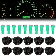 10x T5 1SMD Green Instrument Panel Cluster Dash Led Bulb+Twist Socket for Ford