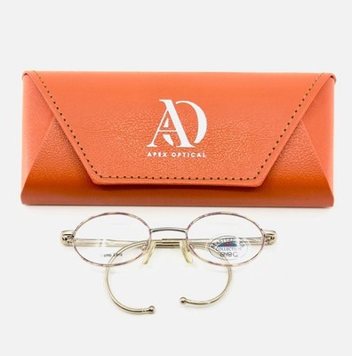 NEW EYE Q SANDY PINK SWIRL Gold Unisex Oval Full Rim Eyeglasses 35-17-120 B:25
