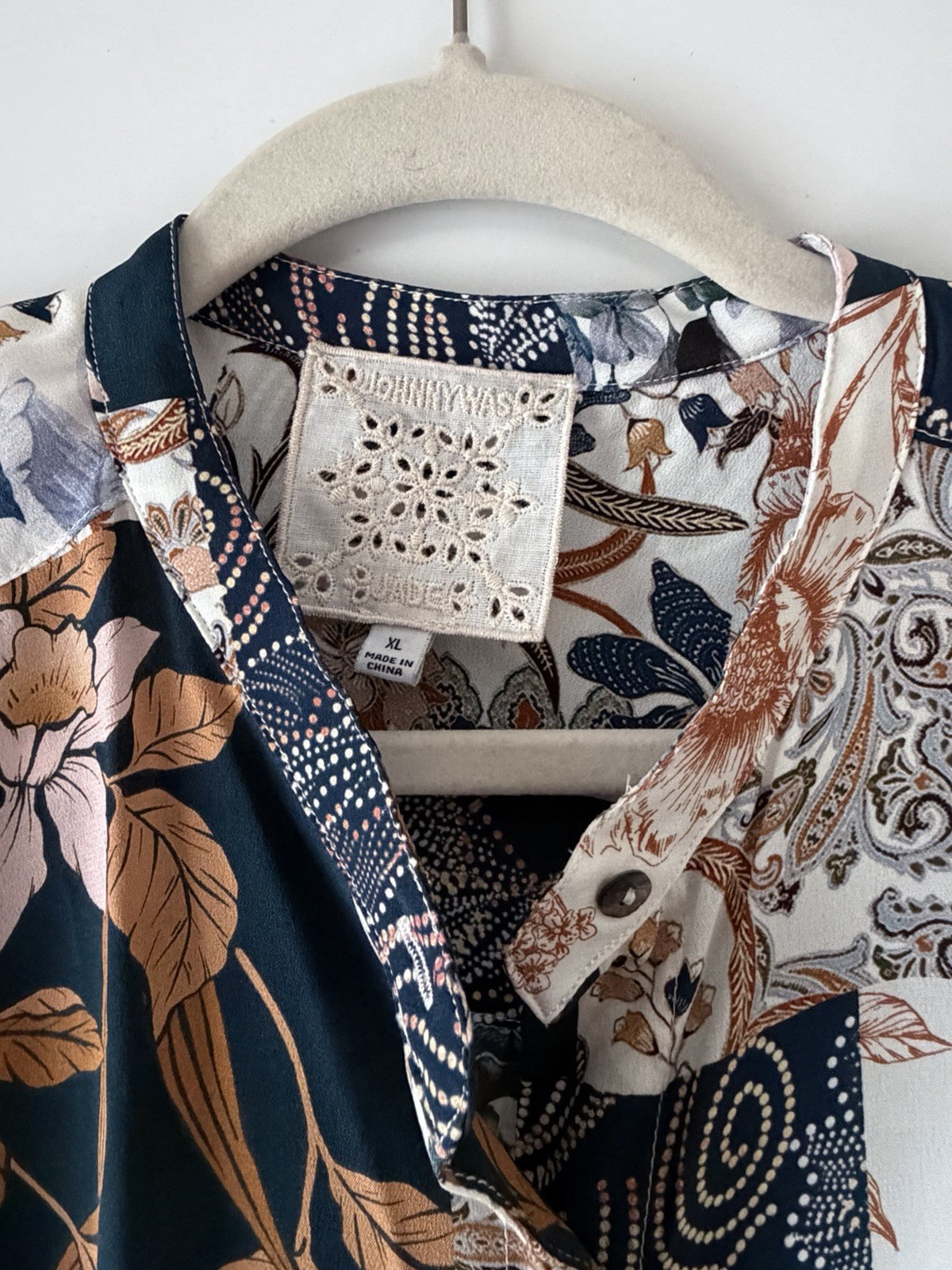 Johnny Was Leo Button-Down Top Patchwork Floral P… - image 6