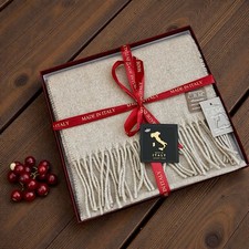 100 Cashmere Men  s Scarf Made in Italy Beige Camel Taupe RN75343 New