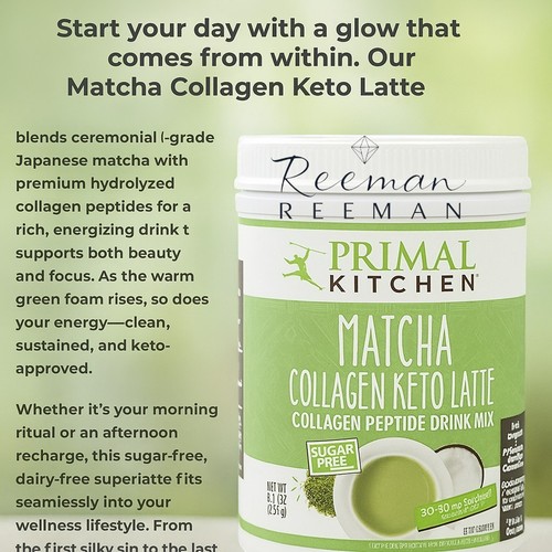 Primal Kitchen Matcha Keto Latte péptidos de colágeno en polvo suplemento sin azúcar - Imagen 3 de 3
