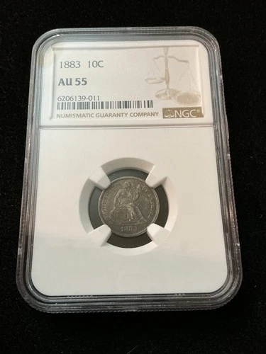 1883 Seated Liberty Silver Dime 10C NGC AU55