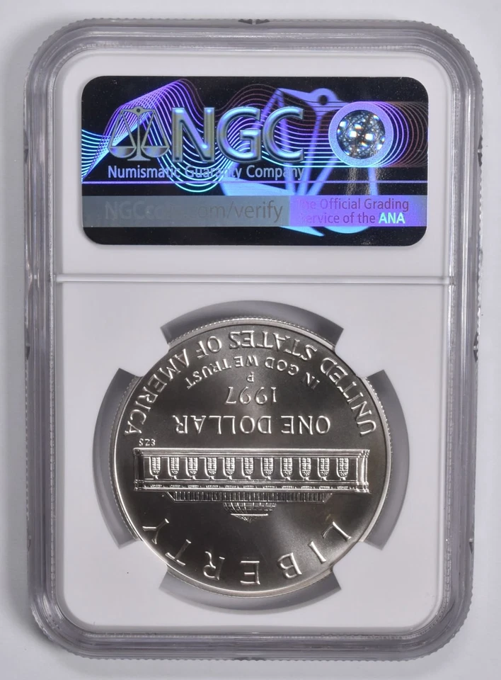 MS69 1997-P Botanic Garden Coin & Currency Commem. Silver Dollar NGC Brown *7178 - Image 2 of 4