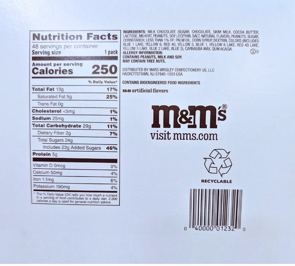 Caramelo de chocolate con leche de maní M&M'S tamaño individual 48 x 1,74 OZ caducidad 03/2026 Foto 2 de 4