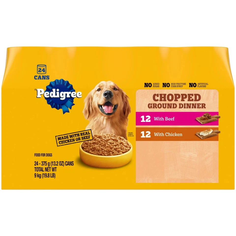 Pedigrí picado molido cena pollo y carne paquete variado comida húmeda para perros Foto 2 de 4