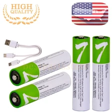 4 Pcs Rechargeable AAA Lithium ion li-ion Batteries 1.5V 750 mWh & USB C Cable
