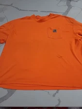Carhartt Distressed Orange Workwear Short Sleeve Pocket Unisex T Shirt Size 2XL 