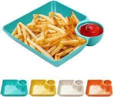 4 Pcs Chips and Salsa Serving Dish Plates, Veggie Platter Dipping Serving Trays