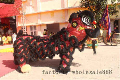Lion Dance Mascot Costume Wool Southern Black Lion China Folk Art For Two Adults - Bild 5 von 5