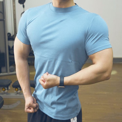 Hombres Mangas Cortas Camiseta Atlética Cuello de Tortuga Prenda para el torso Calce Ajustado Camiseta Interior Ropa Informal - Imagen 31 de 38