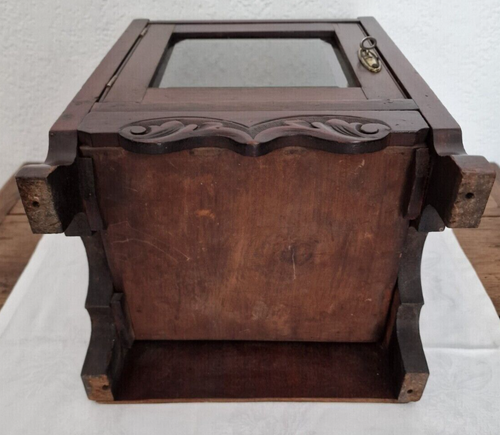 19. SELTEN Antik Französisch Holz geschnitzt Möbelschrank Nussbaum Eiche Glas - Bild 13 von 14