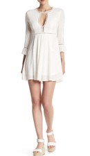 Raga Women's White Mini Crochet Lace Cut Out Detail Dress Size XS