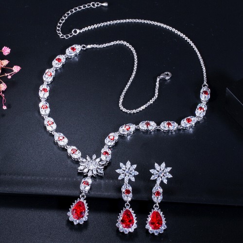 2pcs Set Elegant Women Luxury Crystal Choker Necklace Earrings Bridal Prom Gifts - Bild 15 von 743