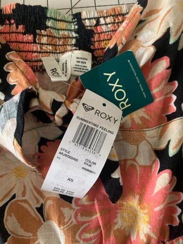 NEW- Size XS Roxy Juniors' Summertime Feeling Puff-Sleeve Dress MSRP $60 - 第 6/11 張圖片