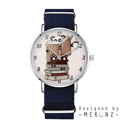 Coffee, Tea, Books, Reading, Panda Wristwatch Men Women Nylon Watch Gift