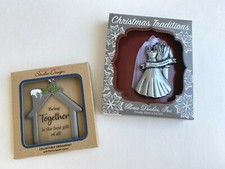 BRAND NEW Set 2 Newlyweds Married New Home Christmas Ornaments Faux Crystals