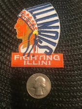 Illinois Fighting Illini Vintage Embroidered Iron On Patch  3” X 2”