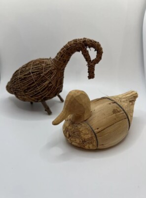 Handcrafted Birds Including Tamarack Bird/Goose by Cree Indians