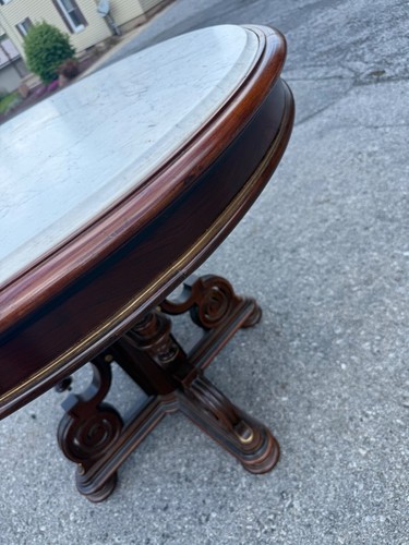 antique rosewood victorian round marble top center parlor table 41 Renaissance - Picture 17 of 24