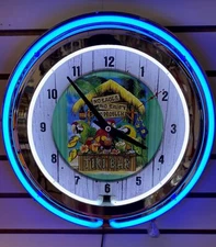 Tiki Bar No Shoes No Shirt No Problem Margarita Parrot Beach Scene Neon Clock