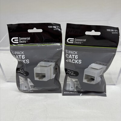 10 X CE TECH Cat 6  Jacks - White NEW SEALED (10 TOTAL = 2 PKS X 5 EACH) B16