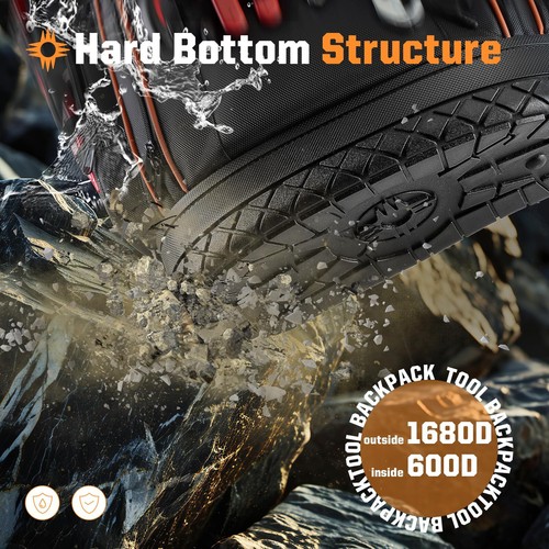 Tool Backpack Heavy Duty Backpack Tool Bag 1680d Tools Carrier For Electrician D - Picture 4 of 6