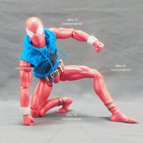 1:12 Male Scarlet Spider-Man Hoodie Coat Clothes For 6'' Mafex Figure Body Toys - Picture 3 of 5