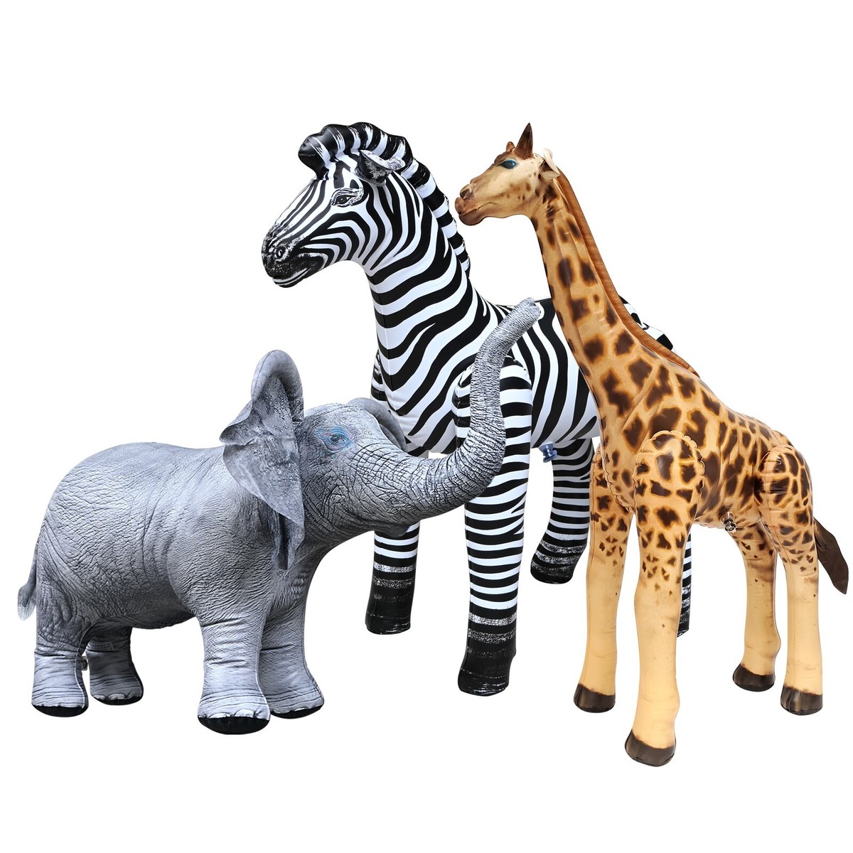 Jet Creations 3PK Inflatable Safari Animals Giraffe Zebra Elephant