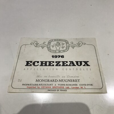 Echezeaux 1976 Vintage Weinetikett Sammlerstück Top Zustand