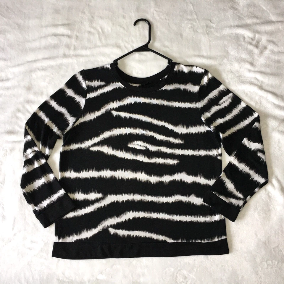 Camisa Pullover Kensie Suéter Cebra L Negro Blanco Manga Larga Elástica Para Mujer... Foto 2 de 4