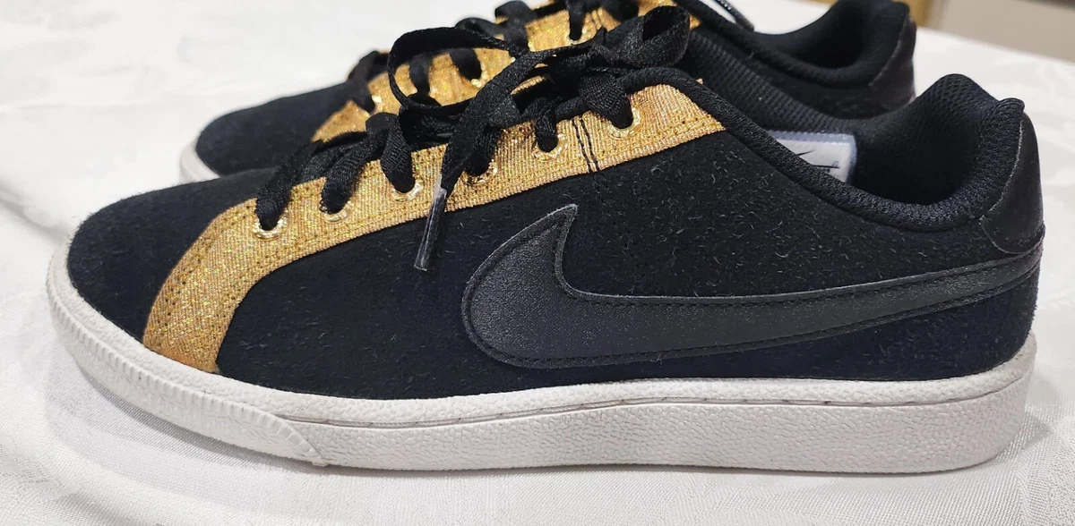 Nike Court Royale Womens Suede Black Gold Sneaker Shoes Casual AJ7731 006 Size 6