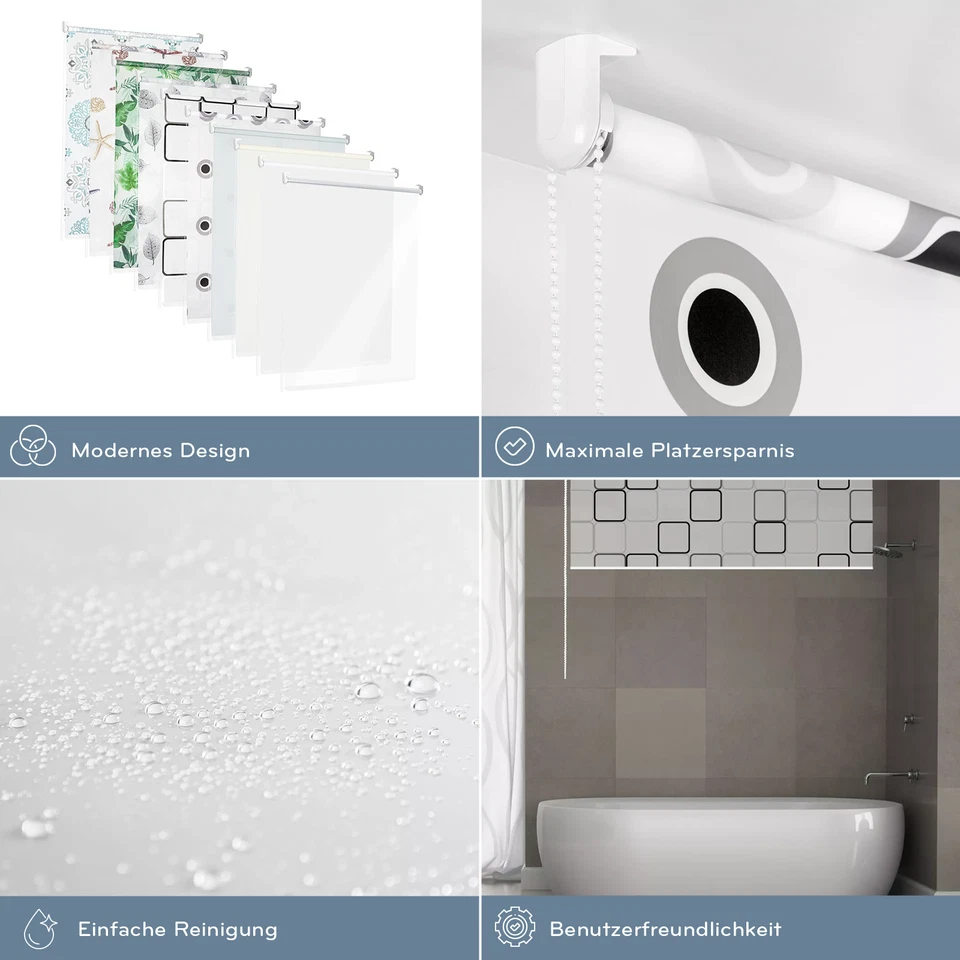 Duschrollo Dusche Rollo Duschvorhang Badewannenvorhang Viele Muster ROLLMAXXX® - Bild 2 von 4