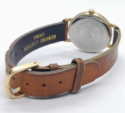Timex Winnie The Pooh Watch Gold Tone Women Bear Head Brown Band New Battery Vintage timex winnie the - Gem main image 2