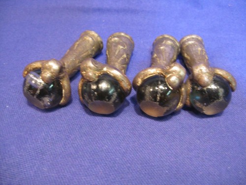 Antique Cast Iron Claw Foot Glass Ball Table 4” Leg Hardware Set of 4 Vintage - Picture 4 of 17