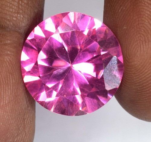 Zircone rosa cambogiano naturale 39,80 ct 18 x 18 mm pietra preziosa rotonda certificata E2619 - Foto 2 di 11