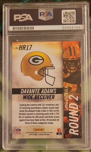 Davante Adams signed 2014 Score Football Rookie Card RC IP auto PSA slab Packers - Picture 2 of 2