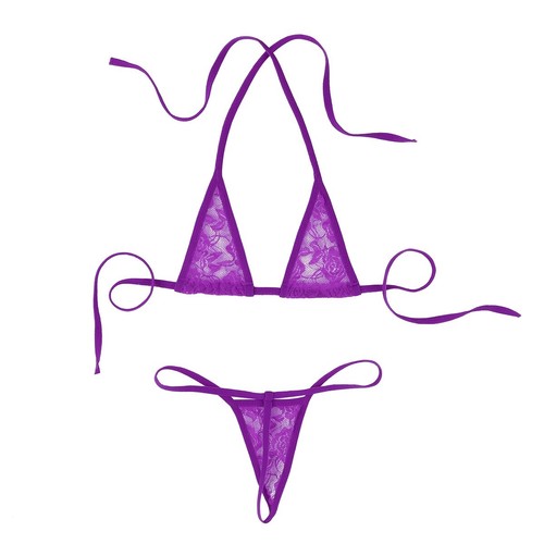 Mini sujetador de encaje transparente para mujer de EE. UU. Micro cuerda en G Verano Playa Bikini Set - Imagen 51 de 61