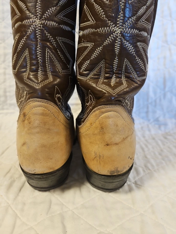 Botas vaqueras de cuero para mujer Tony Lama etiqueta dorada talla 5B marrón tostado occidental de colección Foto 4 de 4