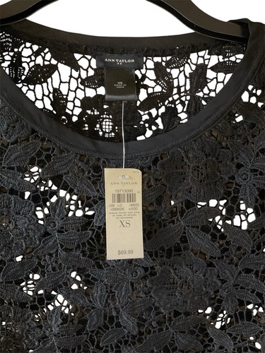 Ann Taylor Top Lace Black Floral Career Dressy Women’s XS Knit Shirt NWT - 第 4/6 張圖片
