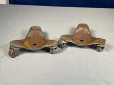 2 Metal Piano, Furniture Casters C.1930, Metal Wheels Turn, Center Hole, BASSICK