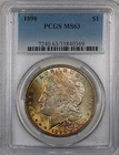 1896 Morgan Silver Dollar $1 Coin PCGS MS-63 Nicely Toned (13a)