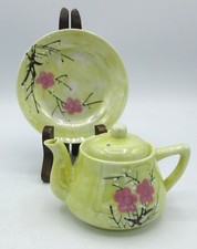 Vintage Japanese Miniature Child Teapot  Saucer Lusterware 1920s-30s Unbranded