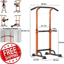 Pull Up Bar Multifunction Power Tower Dip Station Chin Ups Exercises Home Orange