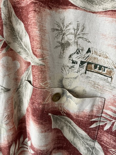 Summa Hawaii Hemd Ärmel Hemd 80%Seide Herren Gr. XL Palmen Hütten Flugzeuge - Bild 2 von 6