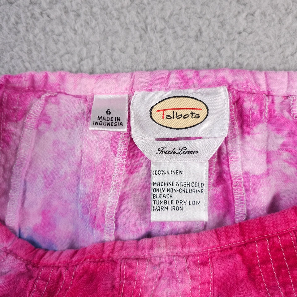 Falda Talbots Vintage Para Mujer 6 Rosa Azul Tie Dye Lino Irlandés Midi Giro Boho Y2K Foto 3 de 4