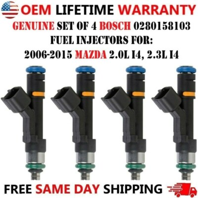 #ad GENUINE BOSCH x4 Fuel injectors for 2004 2015 Mazda 2.0L I4 2.3L I4 #0280158103 $119.00