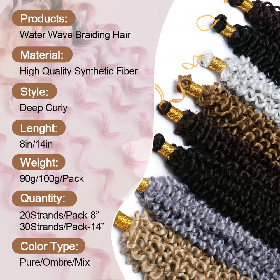 REAL As Human Natural Water Wave Crochet Braids Deep Curly Hair Extensions Soft - Image 4 of 4